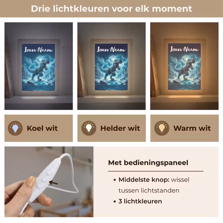 Nachtlampje met naam - Dino - Blauw - Jongens — 5