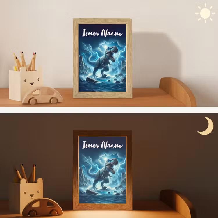 Nachtlampje met naam - Dino - Blauw - Jongens — 7
