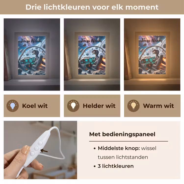 Nachtlampje met naam - Dino - Ruimte - Jongens — 5