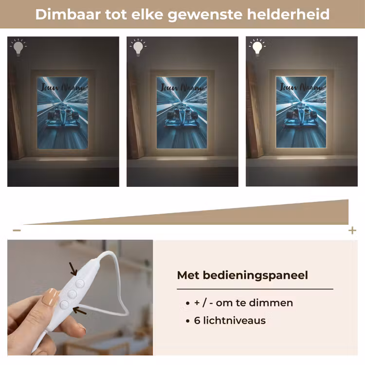 Nachtlampje met naam - Race - Auto - Formule 1 - Jongens - Blauw — 6