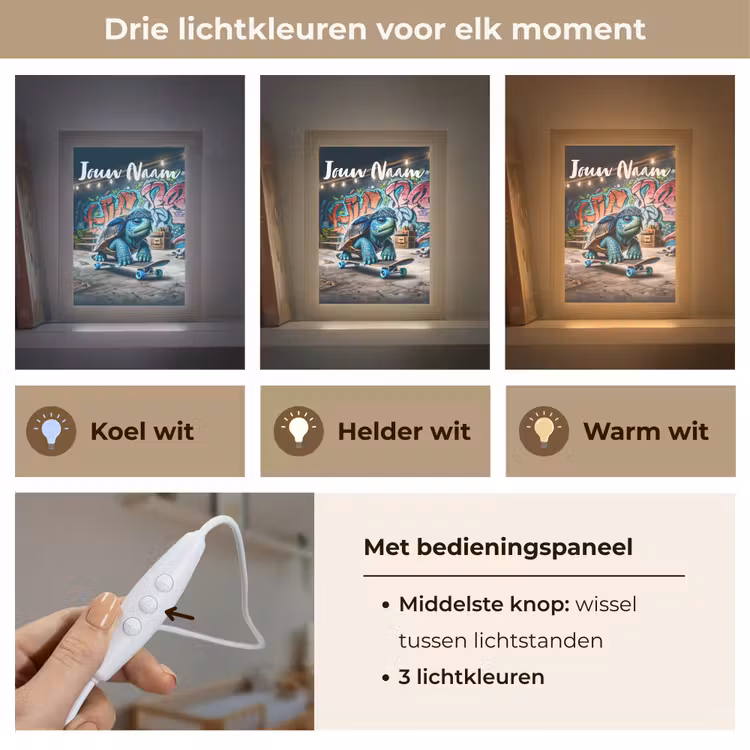 Nachtlampje met naam - Schildpad - Graffiti - Skateboard - Jongens — 5