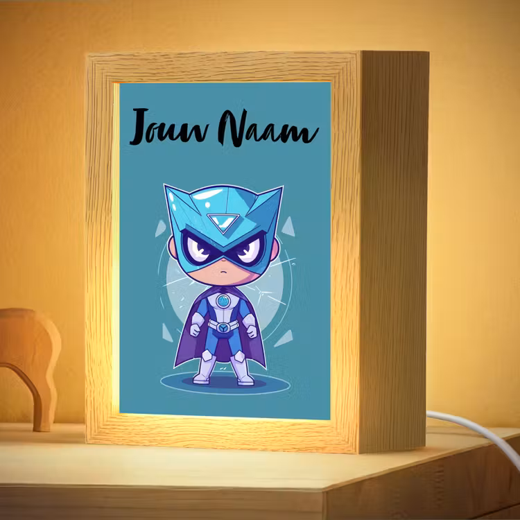 Nachtlampje met naam - Superheld - Blauw - Jongens — 4