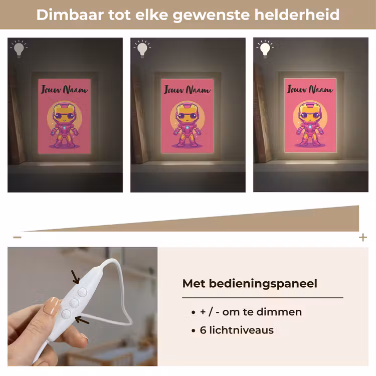 Nachtlampje met naam - Superheld - Jongens - Rood - Paars — 6