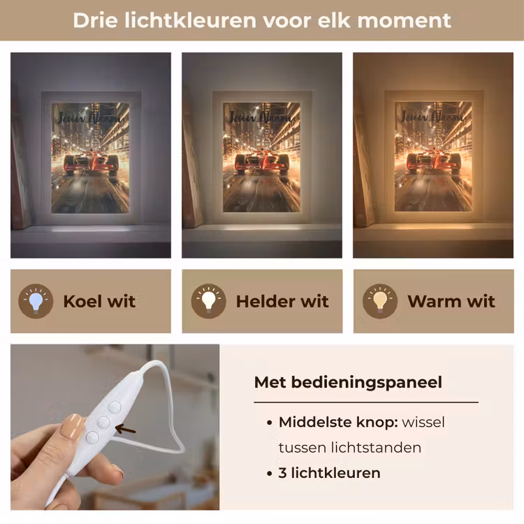Nachtlampje met naam - Formule 1 - Auto - Race - Goud - Jongens — 5