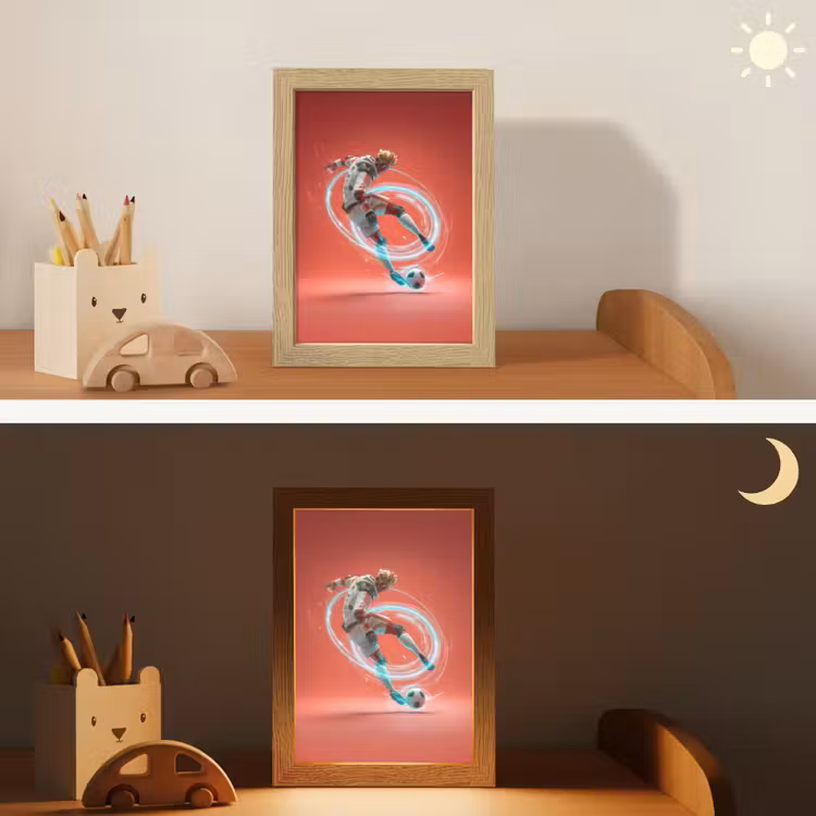 Nachtlampje - Voetballer - Bal - Lichtcirkel - Rood — 7
