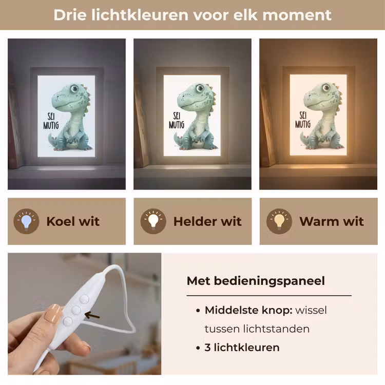 Nachtlampje - Draak - Wees moedig - Quote — 5