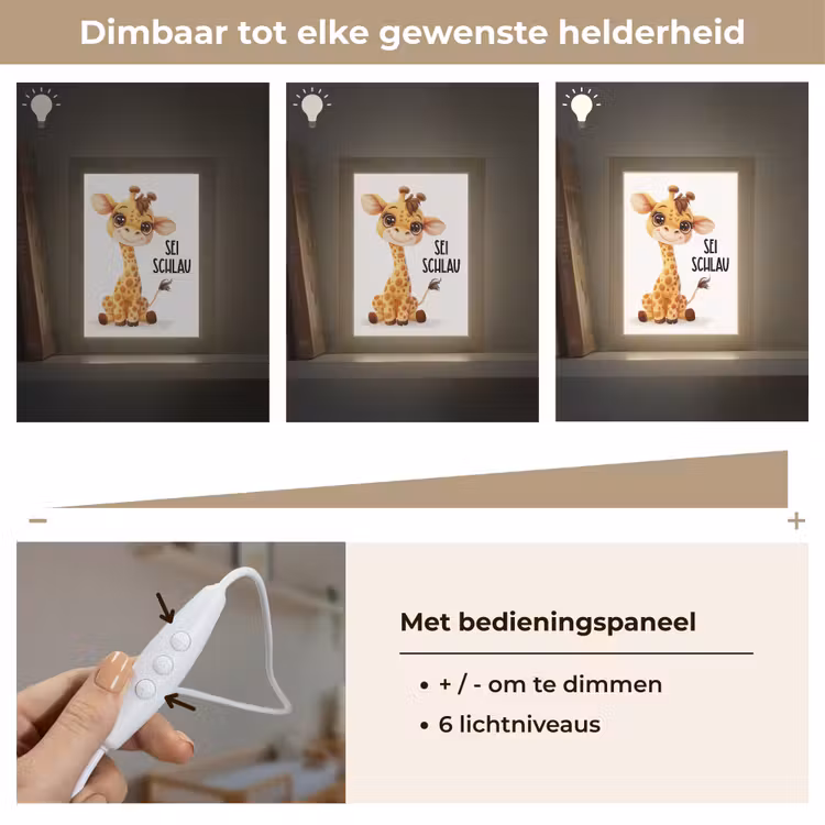 Nachtlampje - Giraf - Wees slim - Quote - Dier — 6