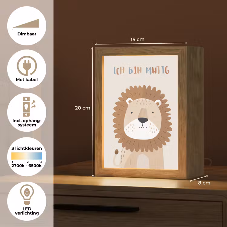 Nachtlampje - Leeuw - Beige - Dier - Moedig - Quote — 2