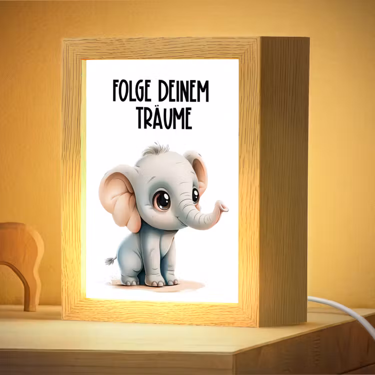 Nachtlampje - Olifant - Volg je dromen - Quote - Dier — 4