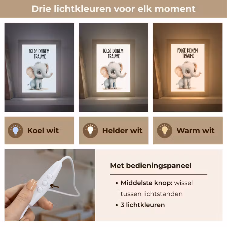 Nachtlampje - Olifant - Volg je dromen - Quote - Dier — 5