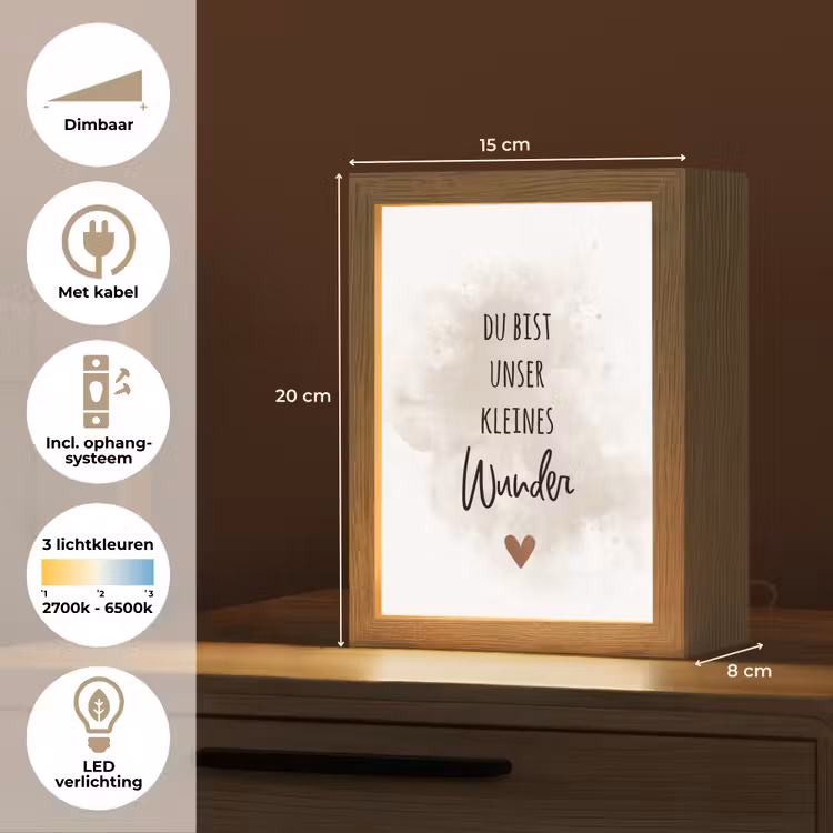 Nachtlampje - Quote - Wonder - Beige - Wit - Hart — 2