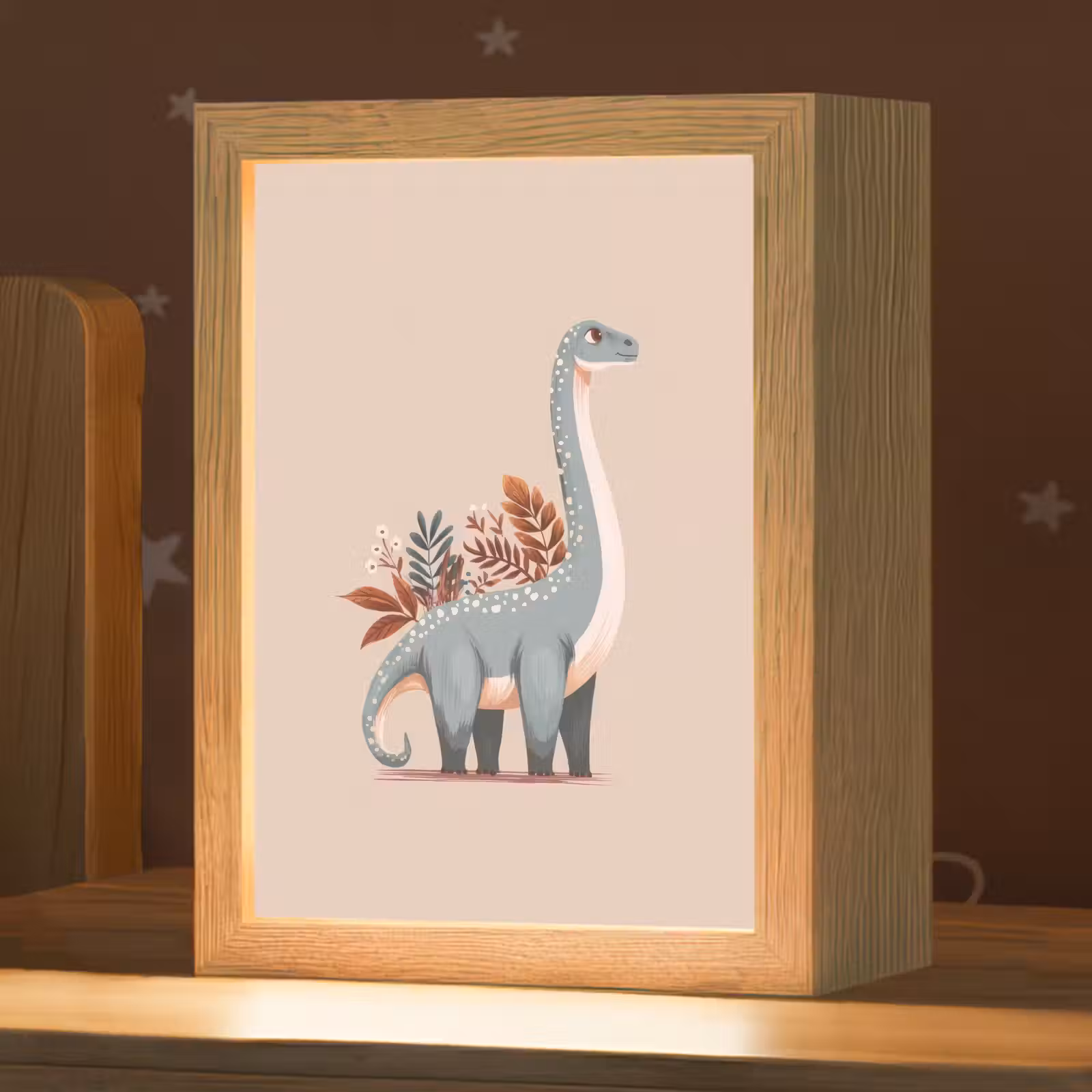 Nachtlampje - Dinosaurus - Planten - Beige — 1