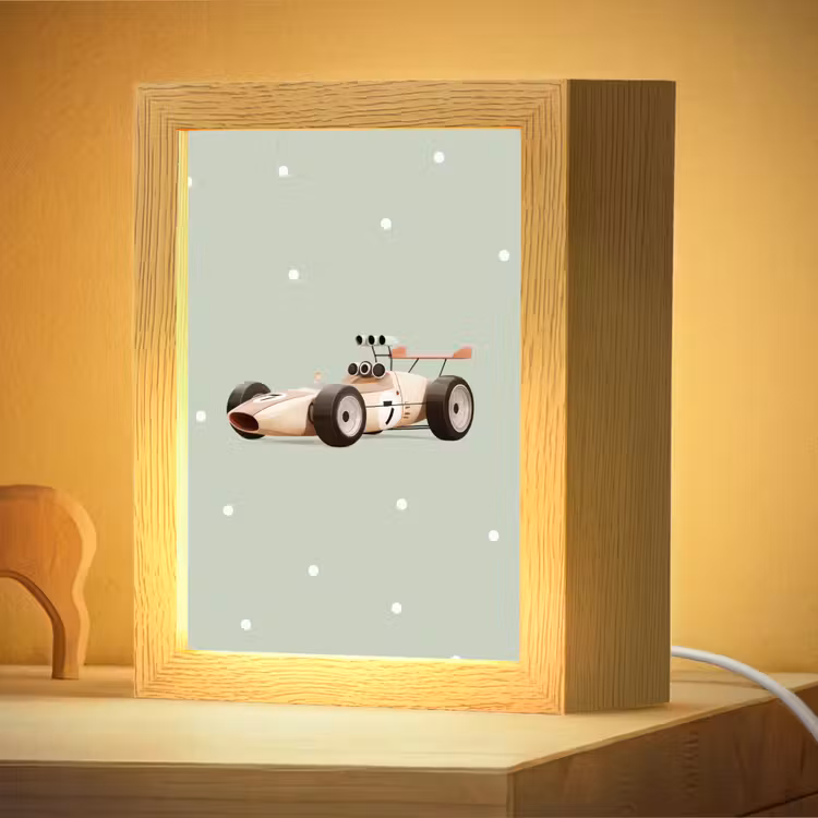 Nachtlampje - Beige - Raceauto - Stippen — 4