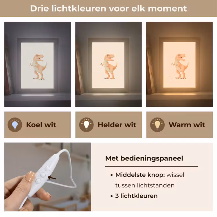 Nachtlampje - Dino - T-Rex - Oranje - Stippen — 5
