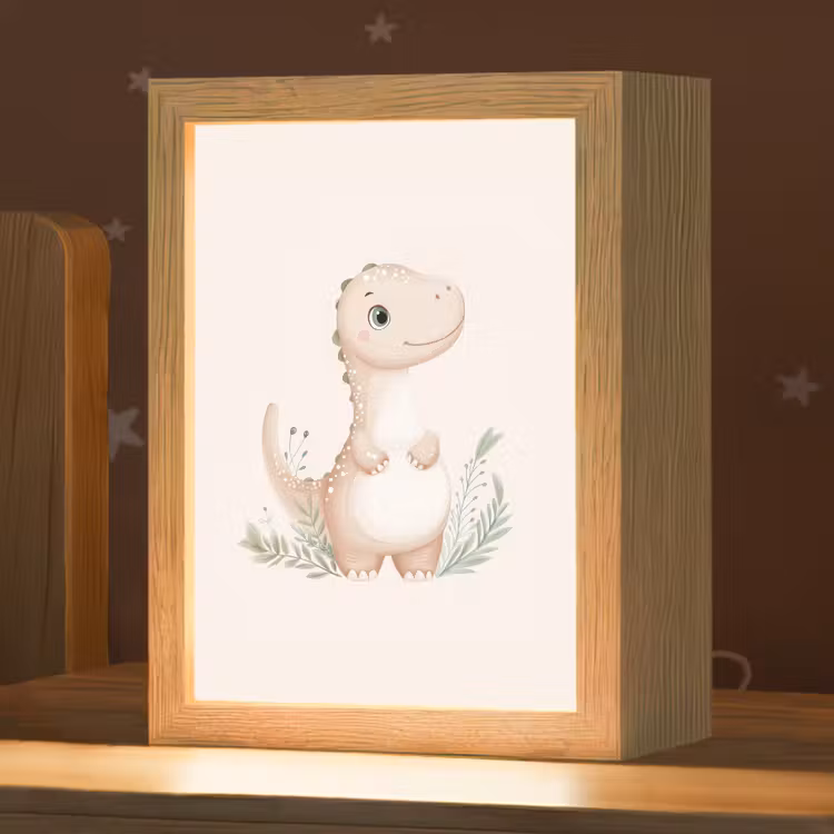Nachtlampje - Dinosaurus - Bladeren - Pastel — 1