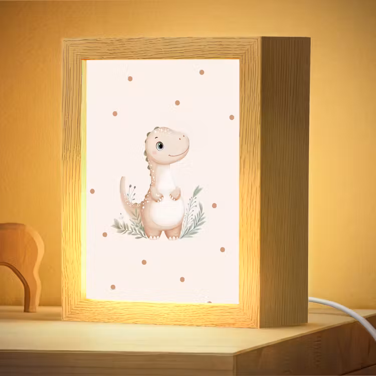 Nachtlampje - Dinosaurus - Bladeren - Pastel - Stippen — 4