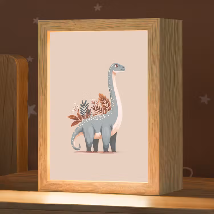 Nachtlampje - Dinosaurus - Planten - Beige — 1