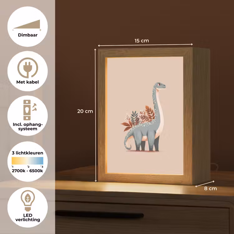 Nachtlampje - Dinosaurus - Planten - Beige — 2