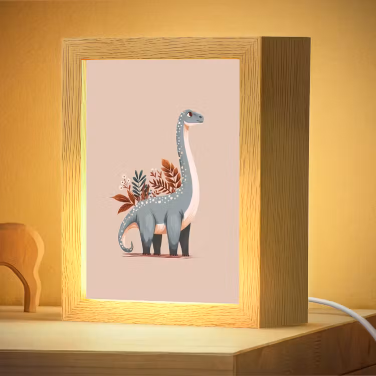 Nachtlampje - Dinosaurus - Planten - Beige — 4