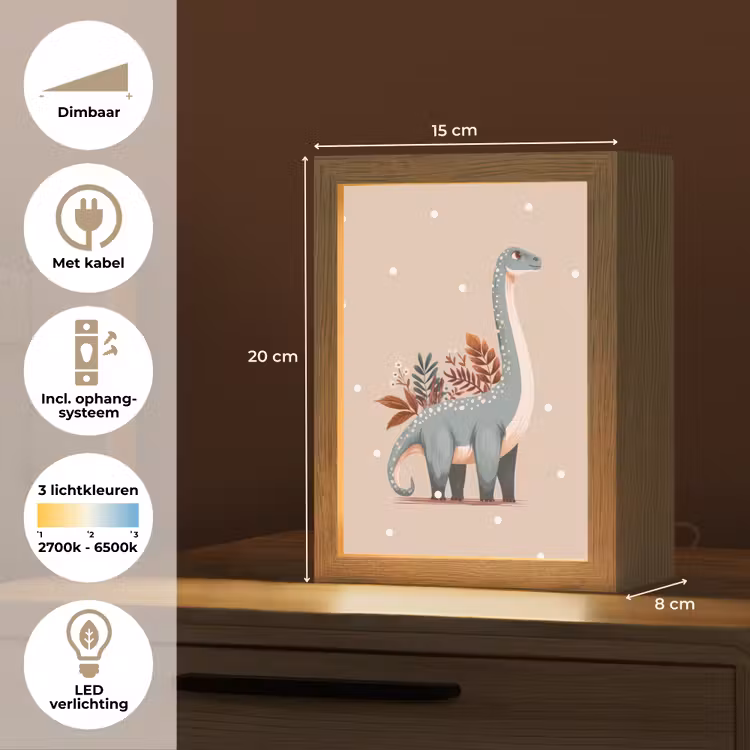 Nachtlampje - Dinosaurus - Planten - Beige - Stippen — 2