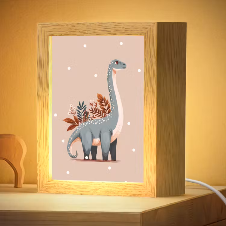 Nachtlampje - Dinosaurus - Planten - Beige - Stippen — 4