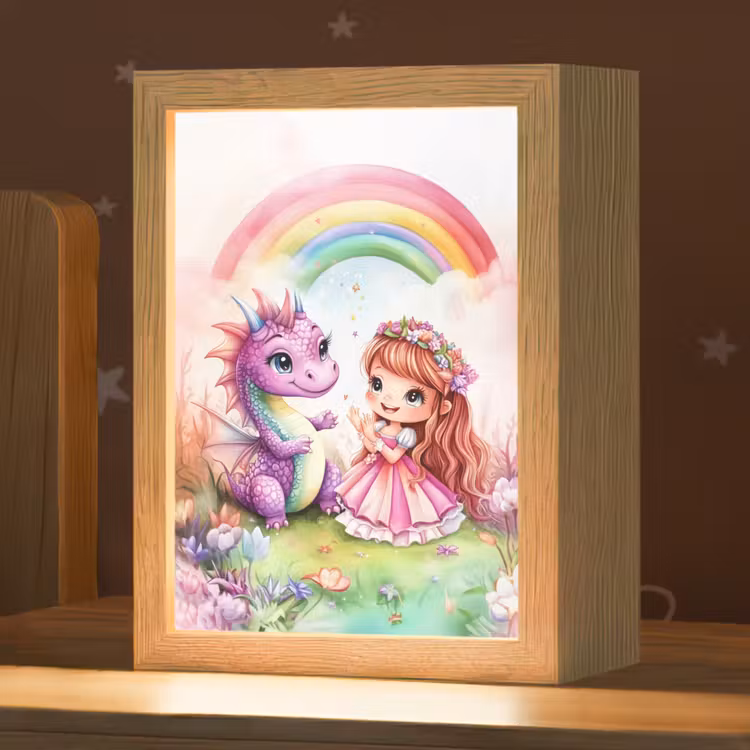 Nachtlampje - Meisje - Draak - Regenboog — 1
