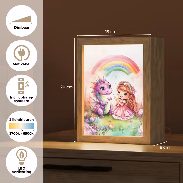 Nachtlampje - Meisje - Draak - Regenboog — 2