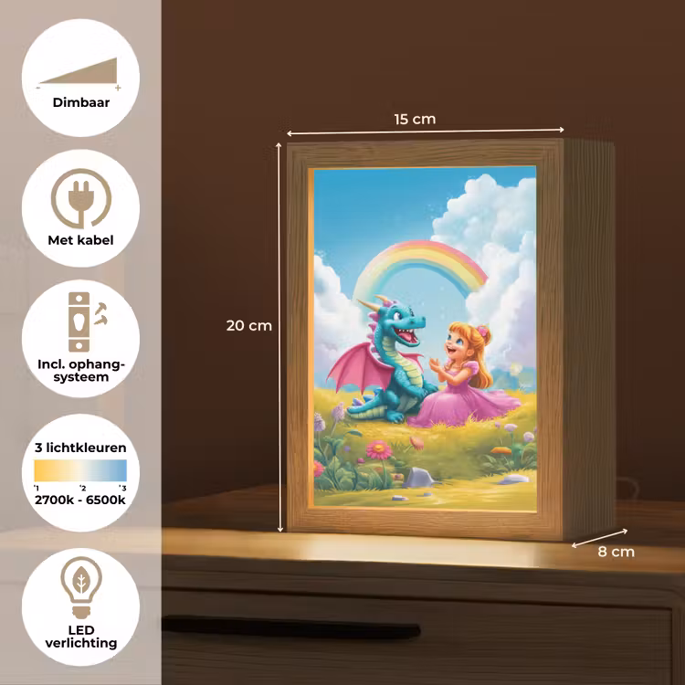 Nachtlampje - Prinses - Draak - Regenboog — 2