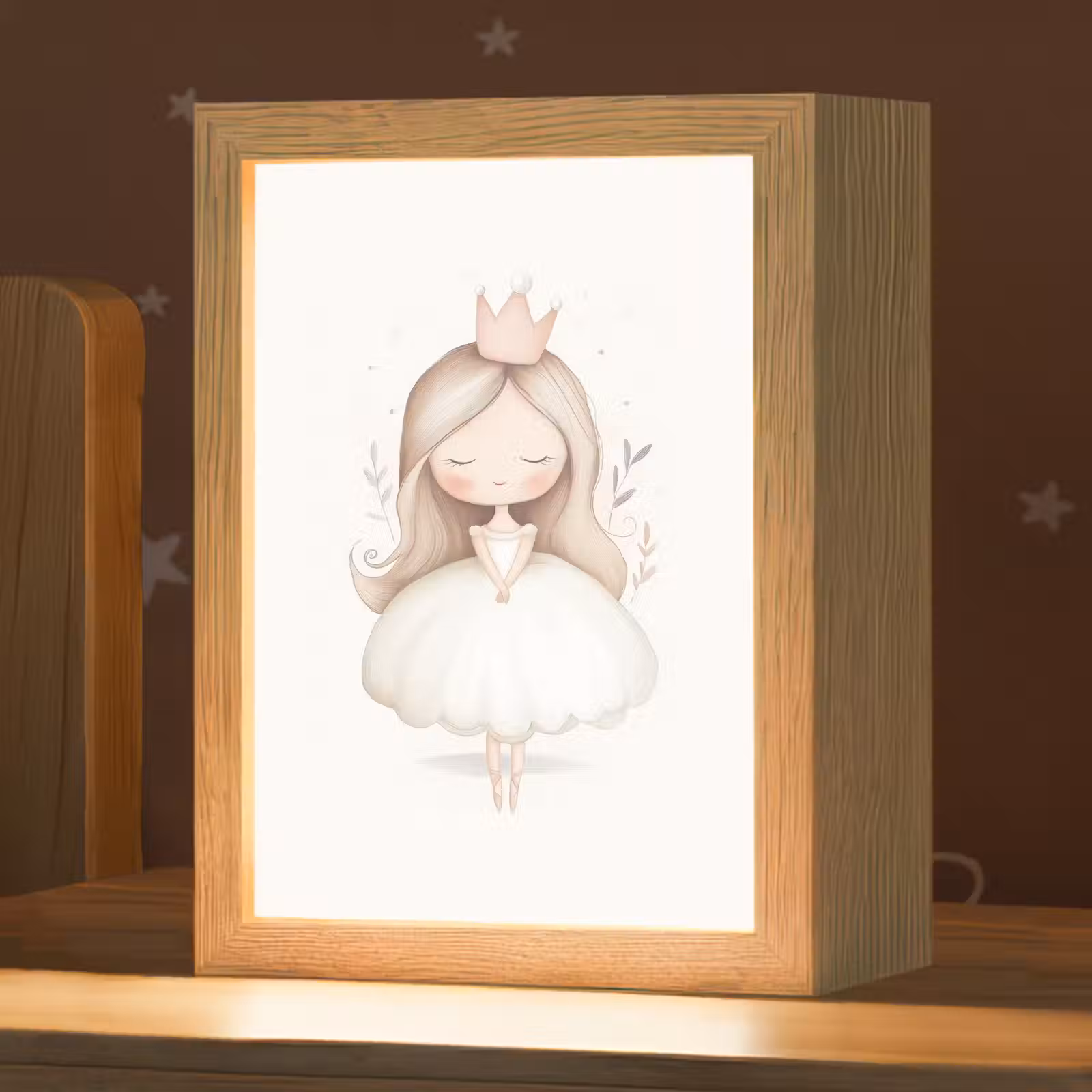 Nachtlampje - Prinses - Jurk - Kroon - Pastel — 1