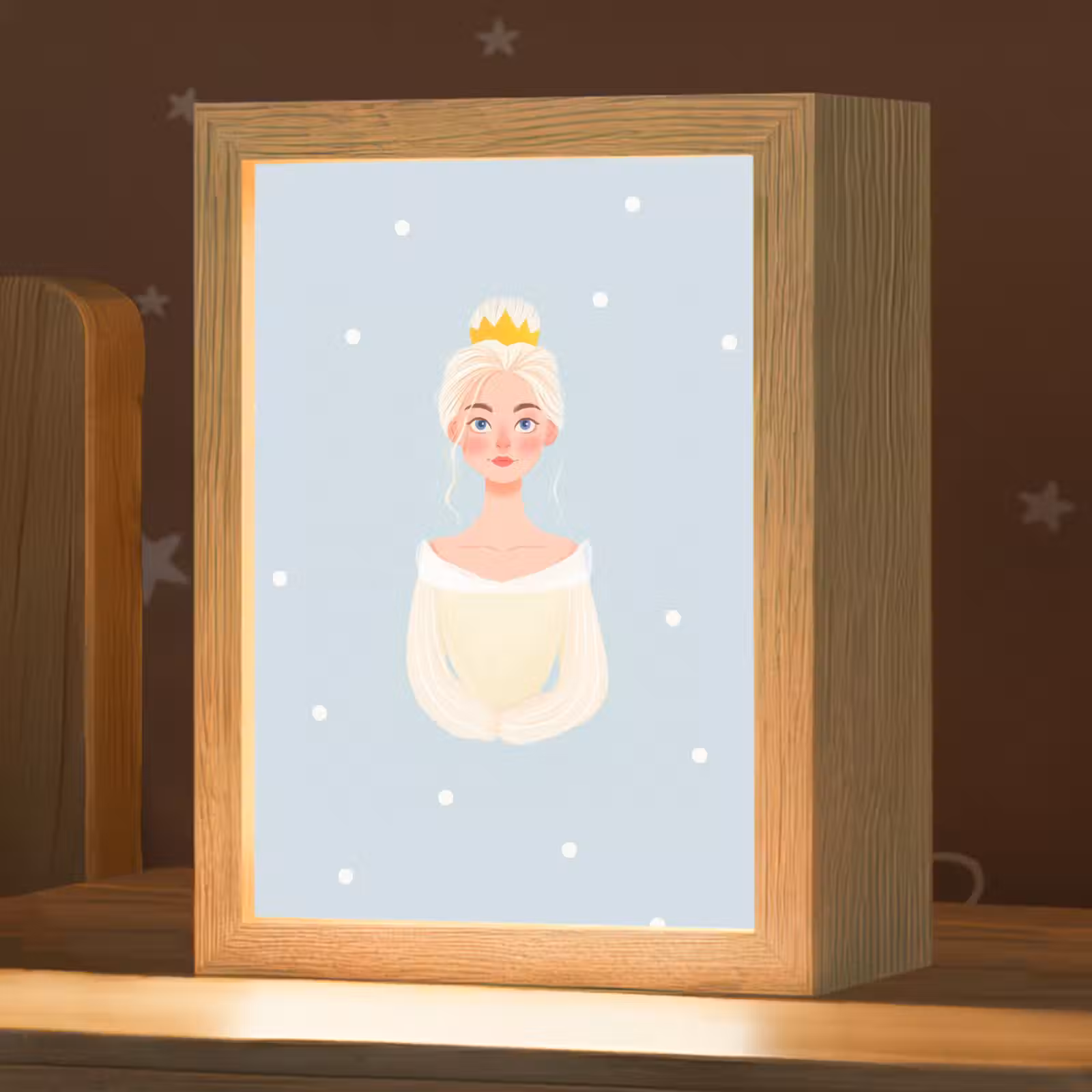 Nachtlampje - Prinses - Kroon - Blauw - Stippen — 1