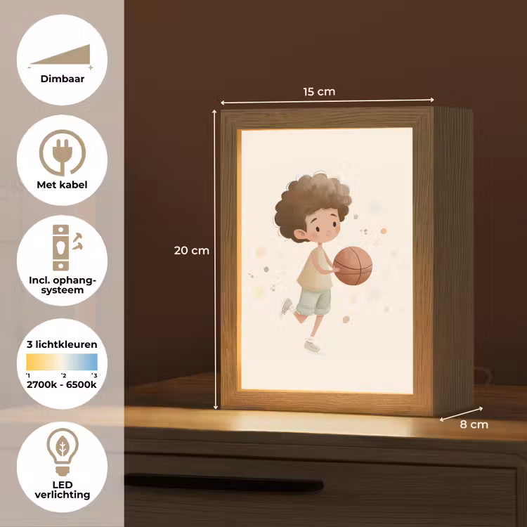 Nachtlampje - Beige - Jongen - Basketbal - Stippen — 2