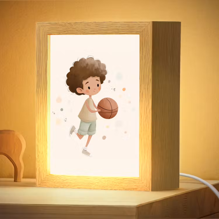 Nachtlampje - Beige - Jongen - Basketbal - Stippen — 4