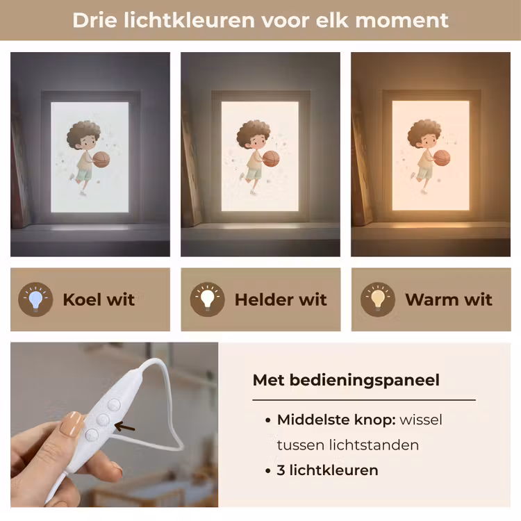 Nachtlampje - Beige - Jongen - Basketbal - Stippen — 5