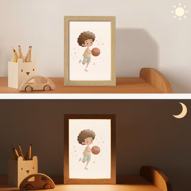Nachtlampje - Beige - Jongen - Basketbal - Stippen — 7