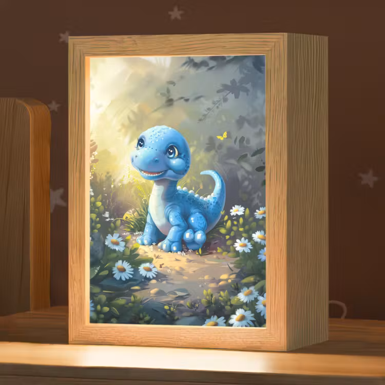 Nachtlampje - Dino - Blauw - Baby - Dinosaurus — 1