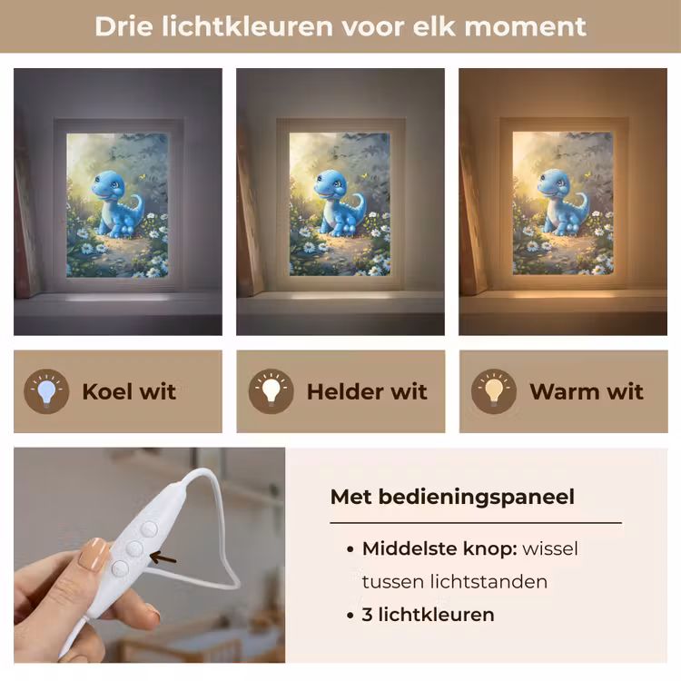Nachtlampje - Dino - Blauw - Baby - Dinosaurus — 5