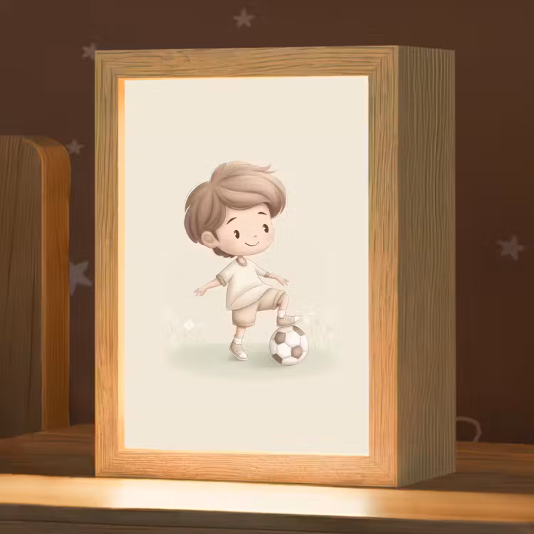 Nachtlampje - Jongen - Voetbal - Bruin - Minimalistisch — 1