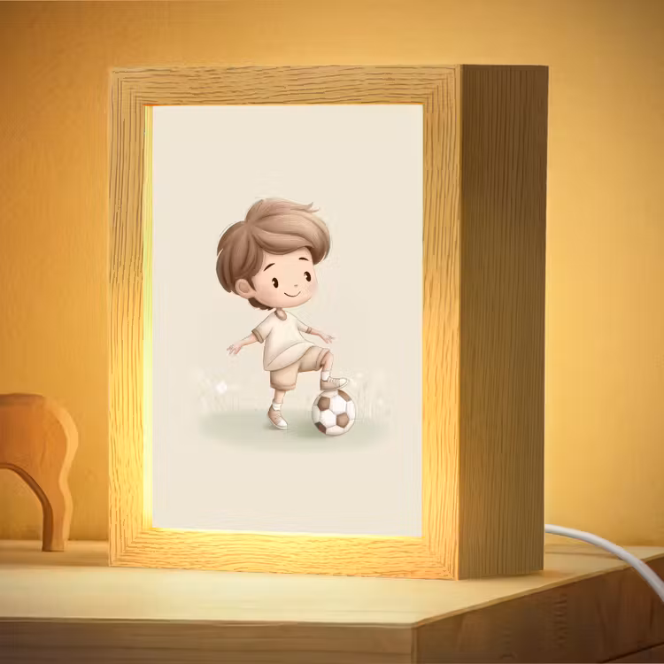 Nachtlampje - Jongen - Voetbal - Bruin - Minimalistisch — 4