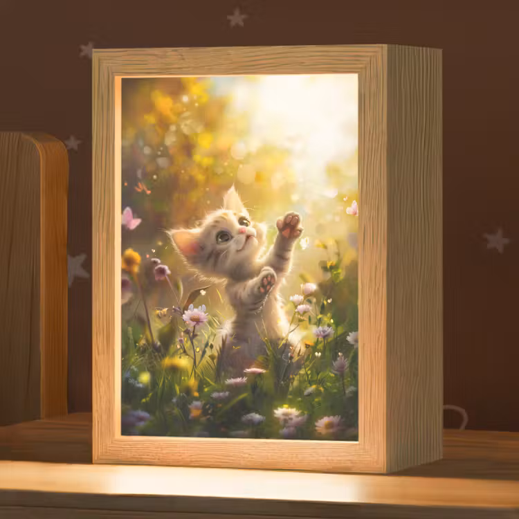 Nachtlampje - Kitten - Dier - Natuur - Bloemen — 1