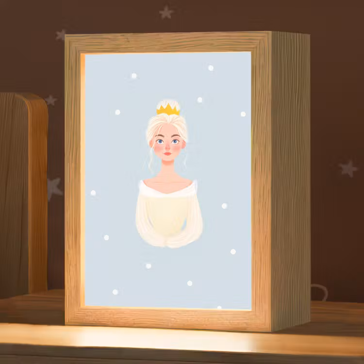 Nachtlampje - Prinses - Kroon - Blauw - Stippen — 1