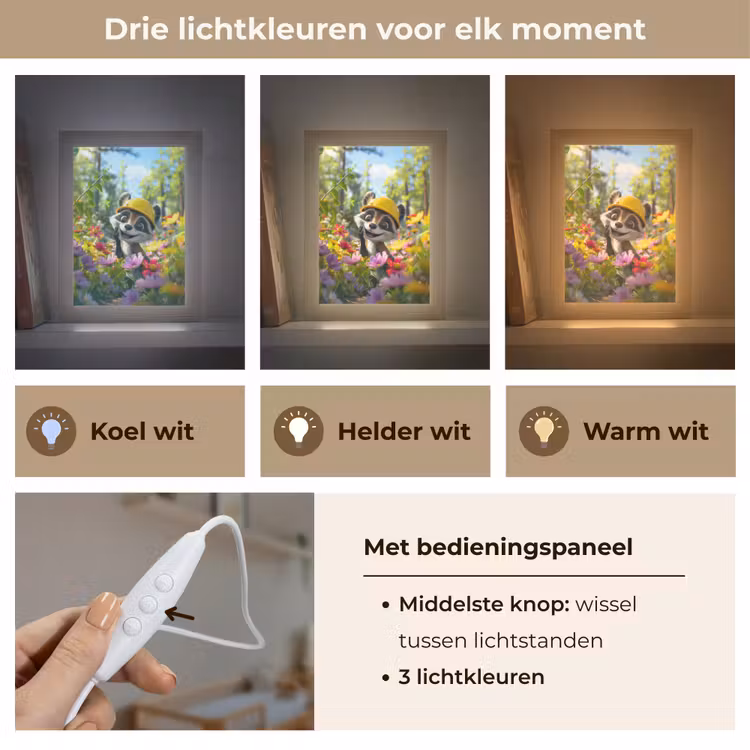 Nachtlampje - Wasbeer - Natuur - Bloemen - Bouwhelm — 5