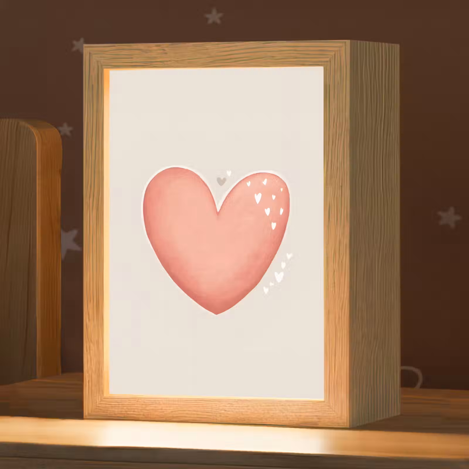 Nachtlampje - Rood - Hart - Beige — 1