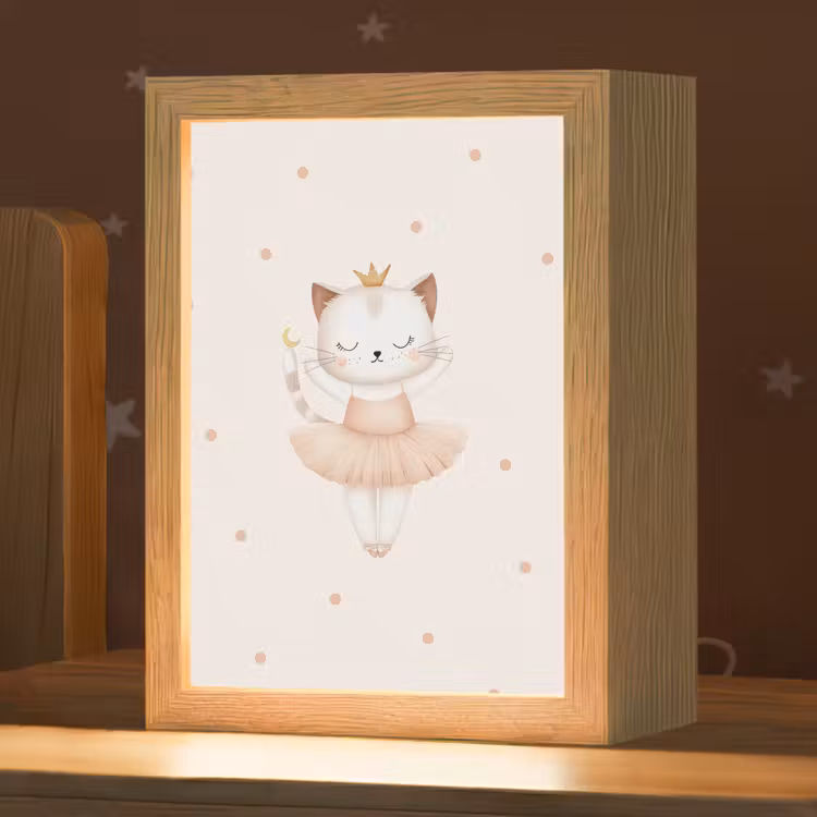 Nachtlampje - Ballerina - Kitten - Beige - Stippen — 1