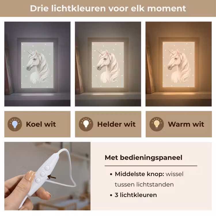 Nachtlampje - Eenhoorn - Wit - Stippen — 5
