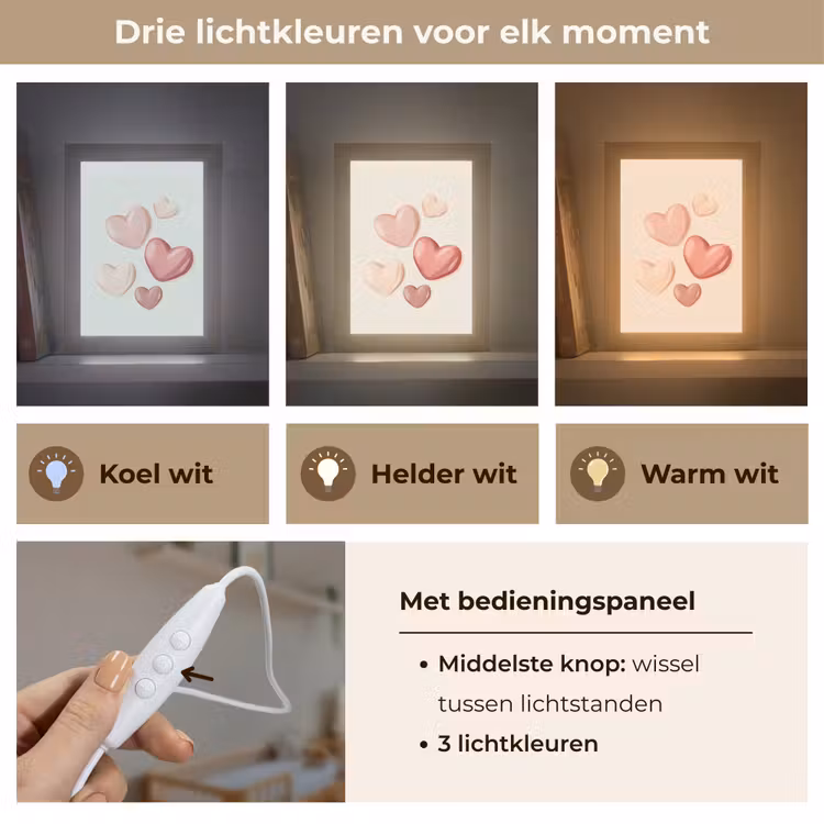 Nachtlampje - Harten - Rood - Roze - Zwevend — 5