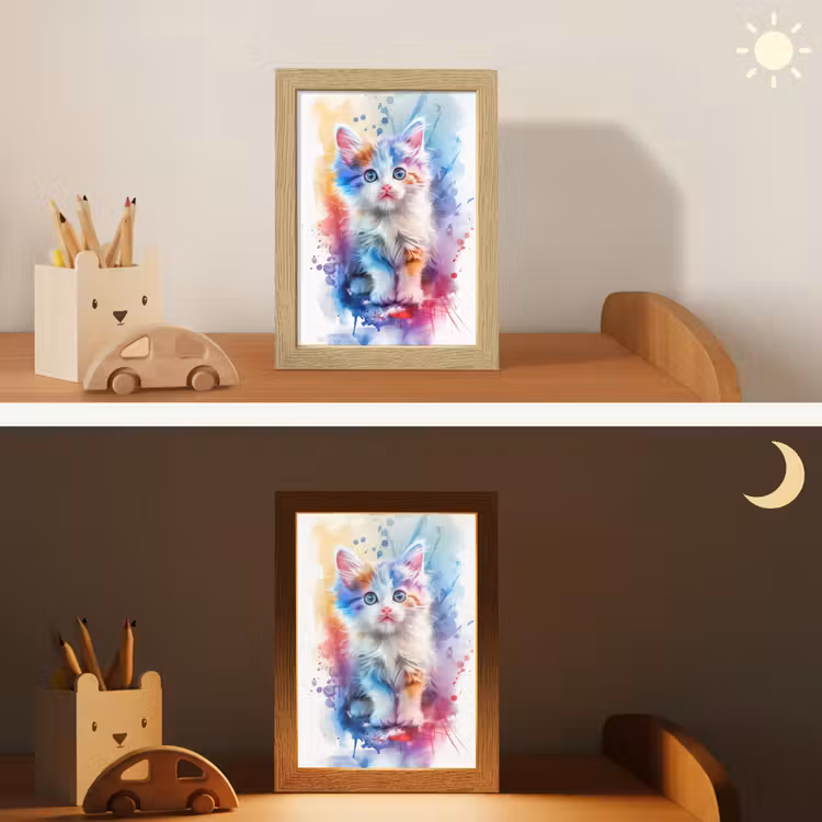 Nachtlampje - Kat - Kleurrijk - Verf - Dier - Wit — 7