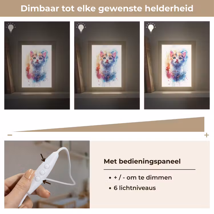 Nachtlampje - Kat - Portret - Kleuren - Verf - Wit — 6