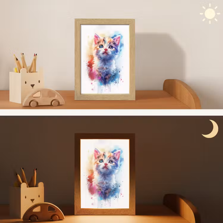 Nachtlampje - Kat - Portret - Kleuren - Verf - Wit — 7
