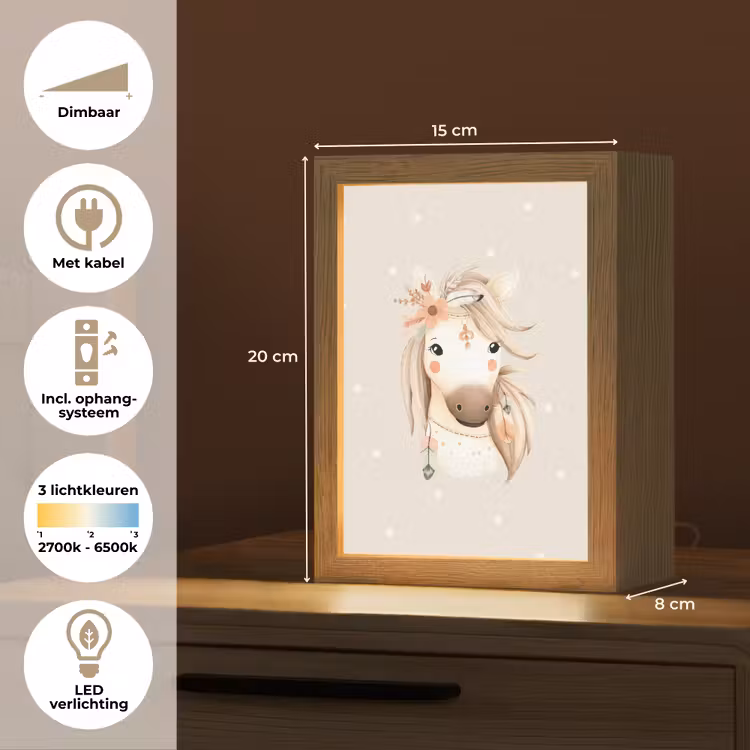 Nachtlampje - Paard - Bohemian - Pastel - Stippen — 2