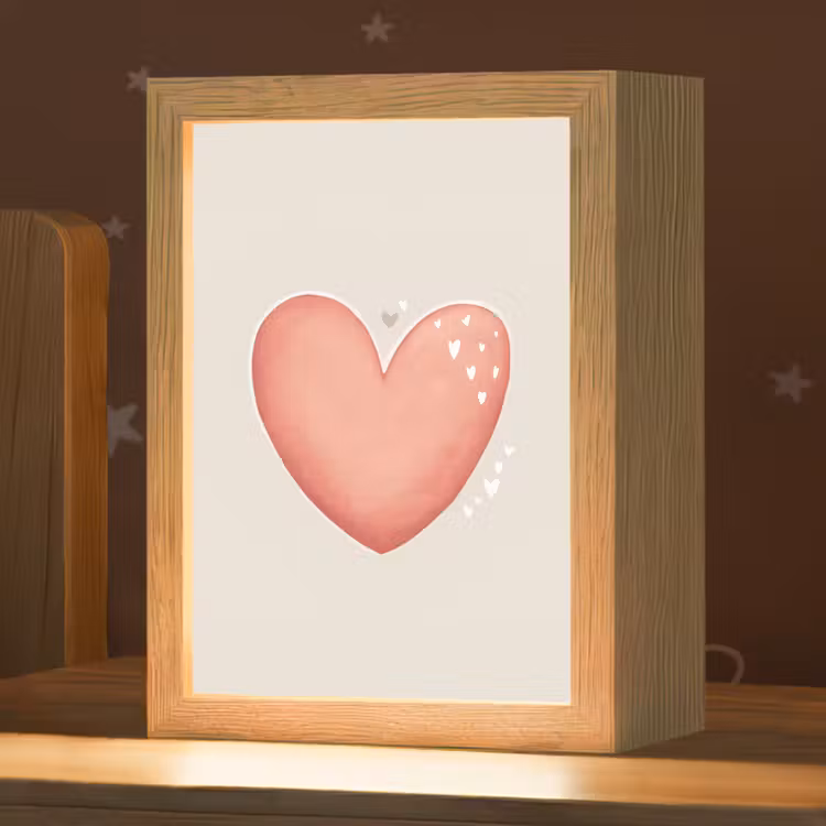 Nachtlampje - Rood - Hart - Beige — 1